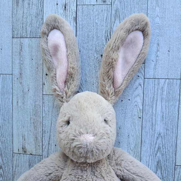 Pottery Barn Kids Other - Pottery Barn Kids Gray Beige Bunny Rabbit Pink Nose Ears Plush Soft Toy Easter